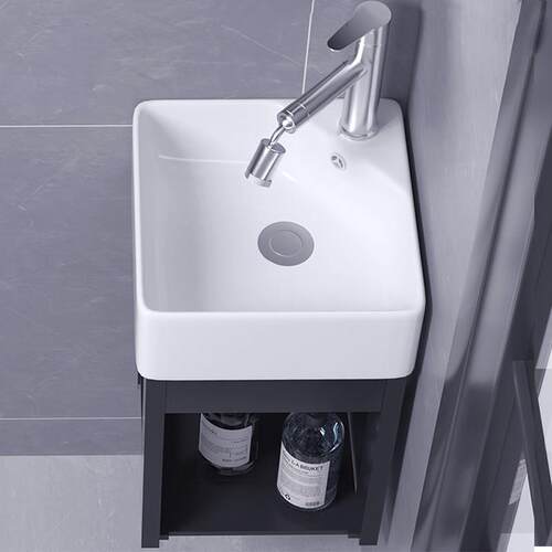 小户型挂墙式陶瓷洗手盆太空铝浴室柜阳台简易挂盆小三角洗脸盆