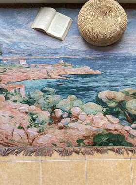 tapestry throw北欧风情油画风挂毯背景布披毯沙发巾装饰盖布