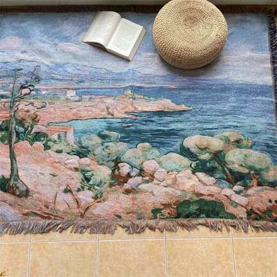 tapestry throw北欧风情油画风挂毯背景布披毯沙发巾装饰盖布