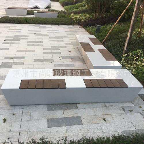 玻璃钢木纹休闲座椅商场广场户外实木创意公共休息区等候公园坐凳