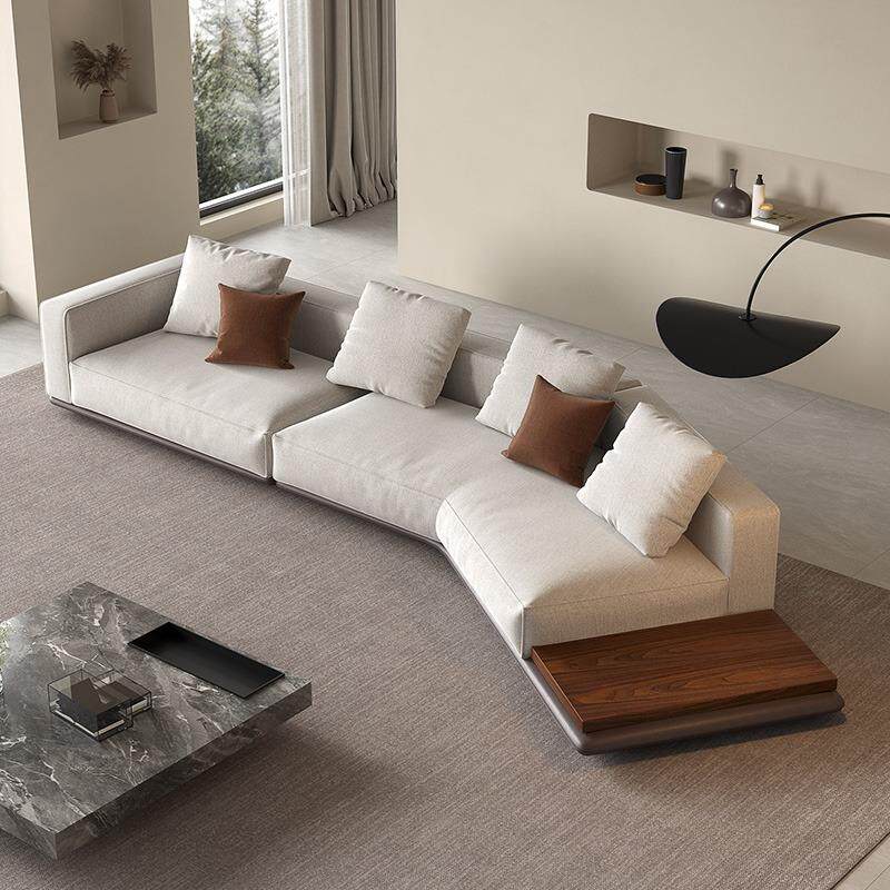 意式极简布艺沙发客厅大户型组合别墅高档棉麻新款地平线异形沙发