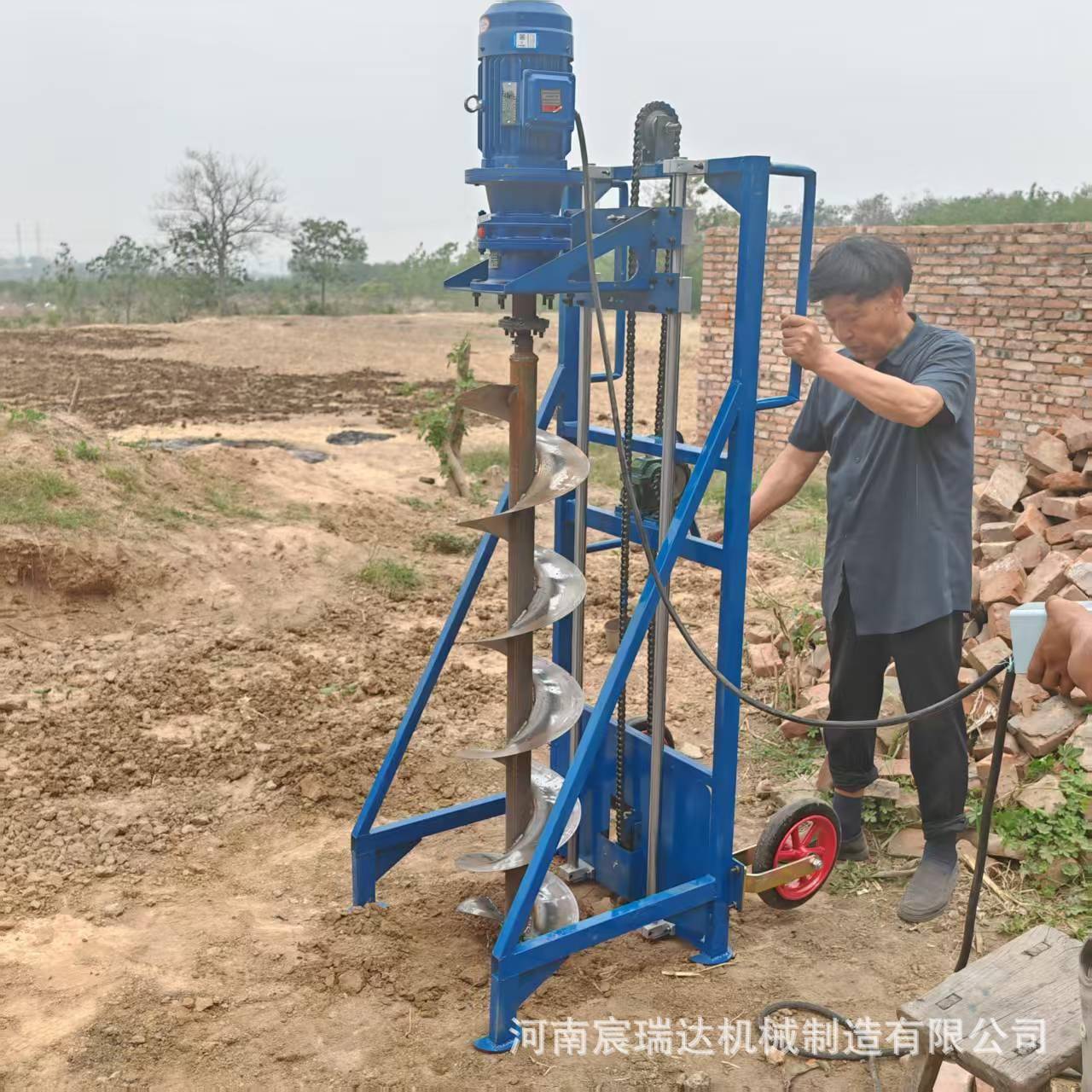 建筑工地电动管桩掏土机清桩孔掏泥设备地基打桩孔加固引孔长螺旋