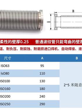 真空波纹管 ISO63/80/100柔性真空伸缩管304不锈钢快装高真空软管