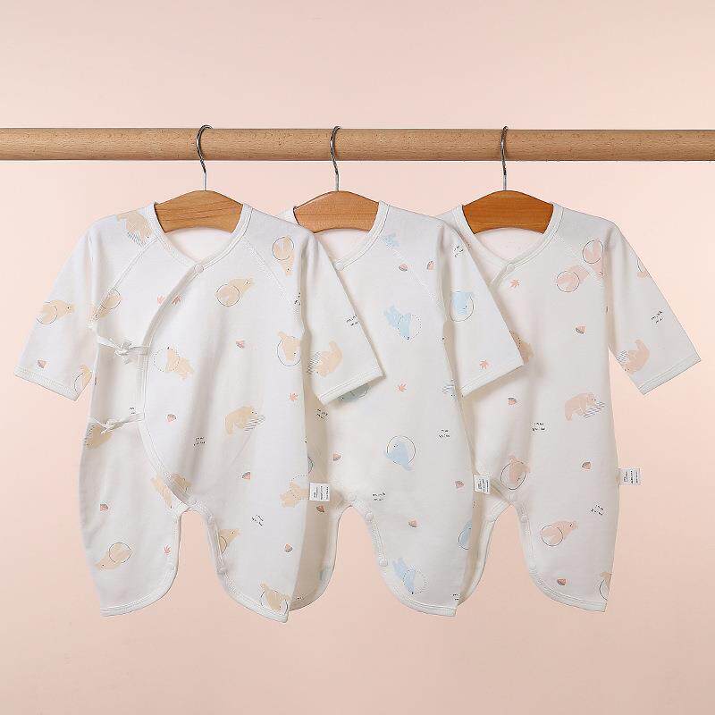 婴得宝婴儿绑带连体衣纯棉和服蝴蝶哈衣系带宝宝衣服a类纯棉亲肤