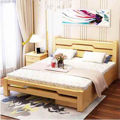 实木1.8米成人床人床1单.5双人米床1米2米简约现GPC代松木儿童床