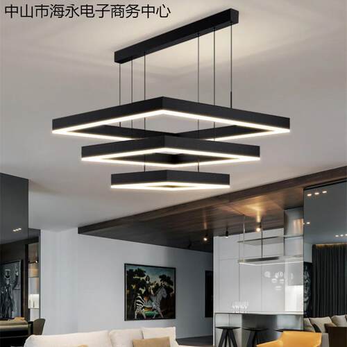 现代简约led餐厅灯时尚圆形方形创意酒店商场吊灯亚克力吧台灯