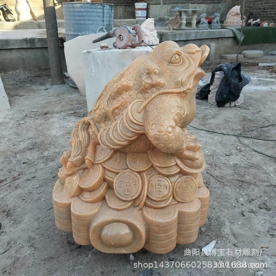 石头青蛙 青石金蟾晚霞红石雕庭院流水吐水动物摆件雕刻现货优惠