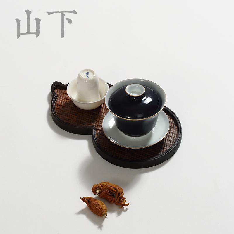 xyt竹编茶盘茶道壶承祥云干泡台竹茶盘重竹席面宋席禅意壶垫