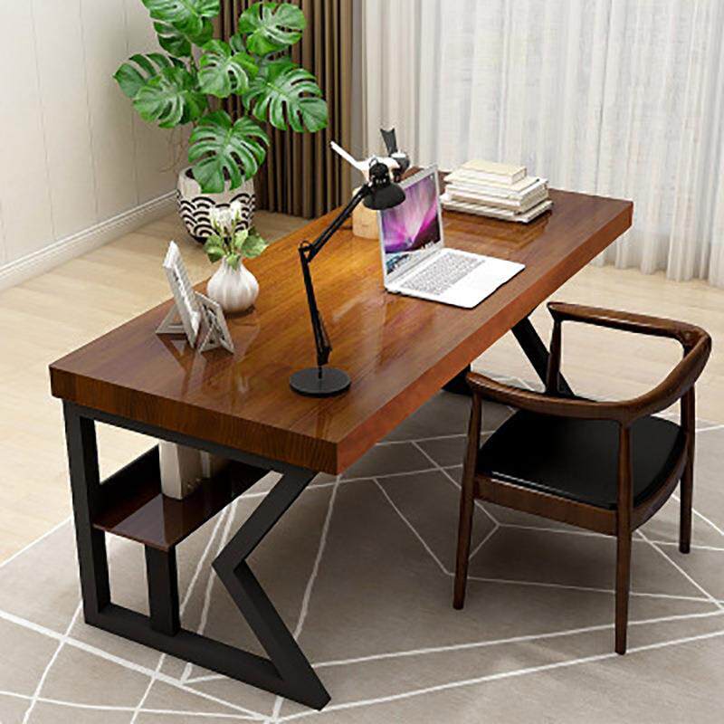 新款直销美式复古铁艺电脑桌椅组合创意实木办公桌家用书房单人写