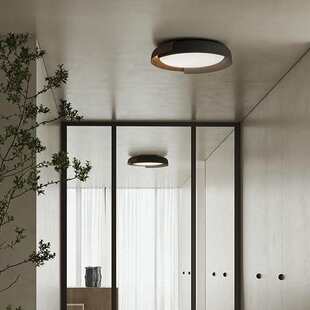 式极吸顶灯护眼中圆形撞书房胡桃古风意简客厅卧室灯色木色