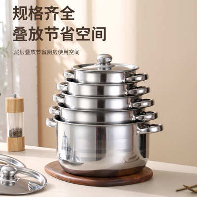 外贸批发10PCS锅具套装家用大容量不锈钢汤锅18-26cmCookware set