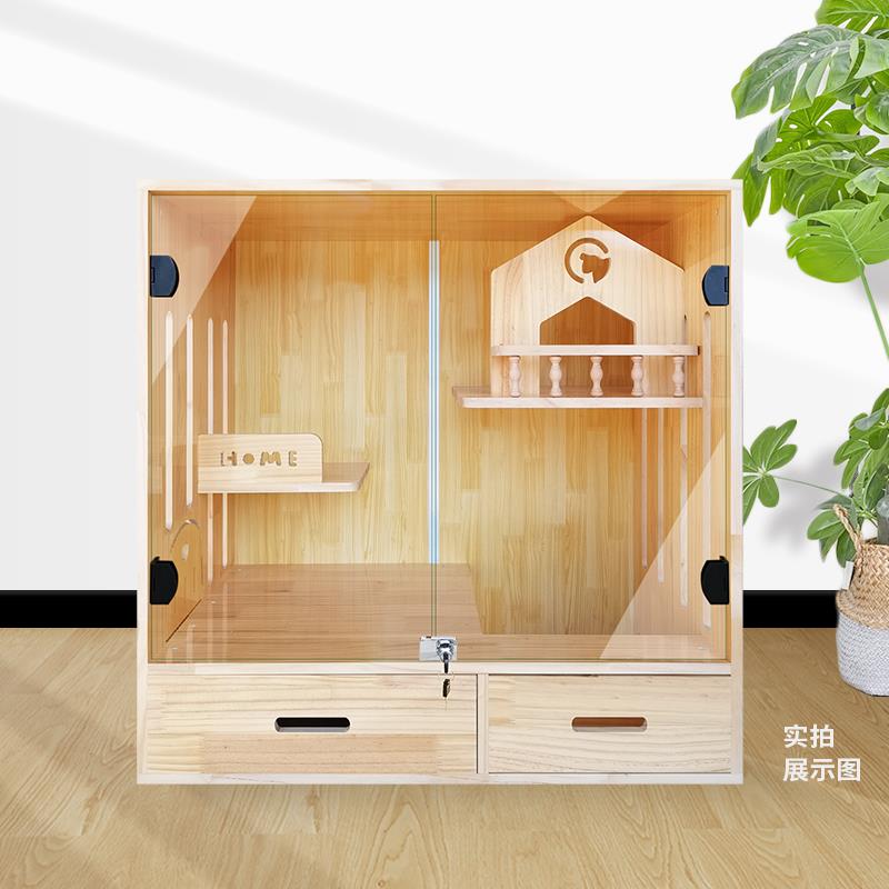 新款室内猫墅可别定 猫笼子 家用 实木猫窝猫猫房子制 猫舍猫柜屋