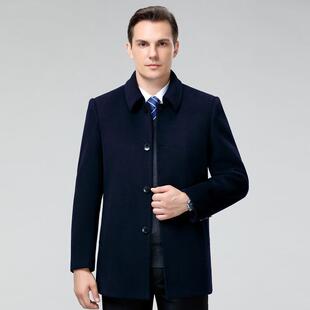 2606 KL领秋冬中年男双士面呢大衣可脱羽绒内胆外毛套男羊呢子翻