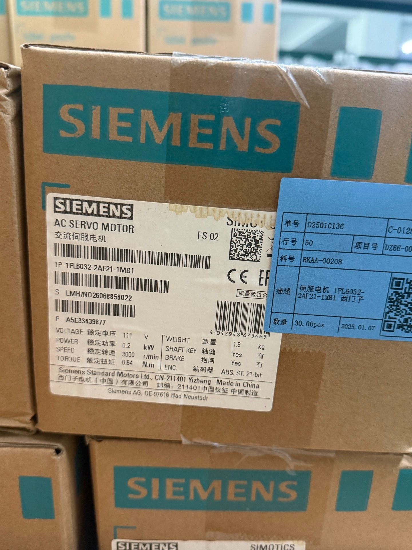 西门子交流伺服电机1FL6032-2AF21-1MB1