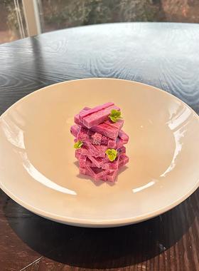 酒店中厨陶瓷餐具圆形深碗蓝色的花凉菜盘展示盘饭厅会所特色个性