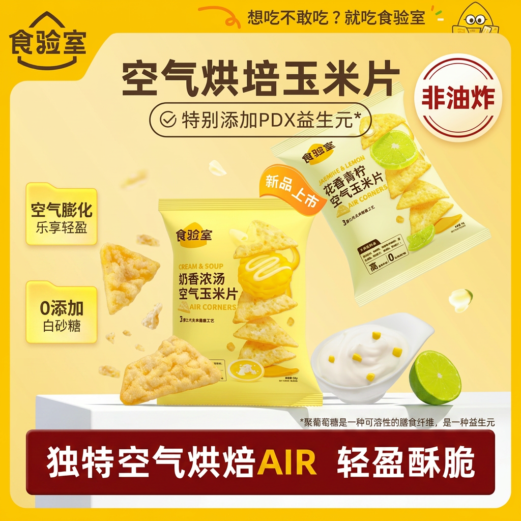 食验室空气烘焙玉米片非油炸麻辣鸡香辣轻盈酥脆休闲零食薯片
