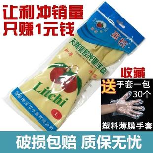 荔枝牌橡胶手套洗碗洗衣服刷碗乳胶防油加厚牛筋家用家务厨房工厂