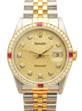 正品[9.8新]劳力士日志型电脑面后镶钻自动机械男表16233