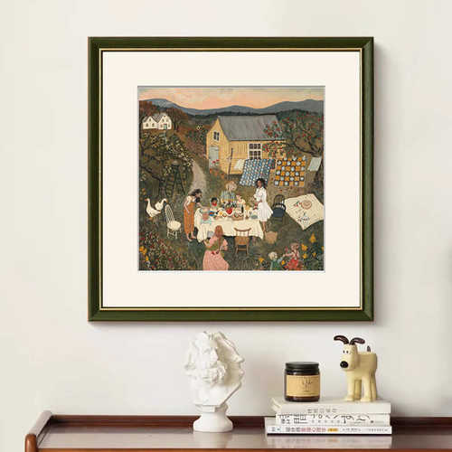 美式景色客厅沙发背景墙装饰画艺术餐厅玄关挂画卧室床头桌摆画