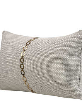 靠垫棉麻现代枕简约灰色靠枕腰售楼处样板间肌理米长方形靠腰装饰