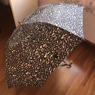正品 好看雨特别日系禁欲豹双层伞防晒抗U纹V公主伞晴竹节二折伞伞