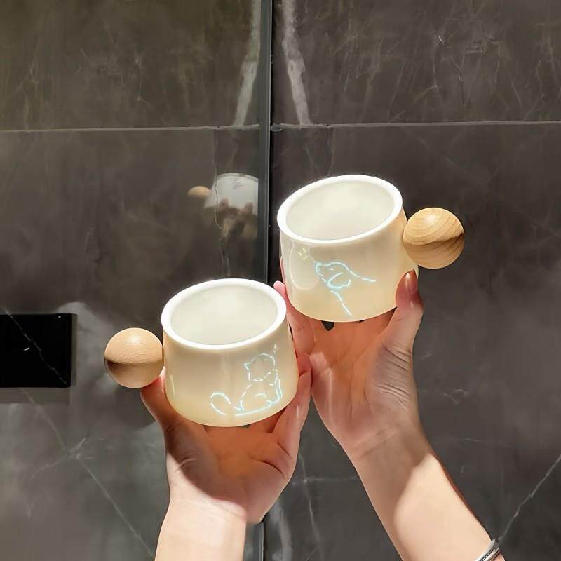 光影猫狗咖啡杯碟套装家用高档陶瓷马克杯创意下午茶女士个人专用