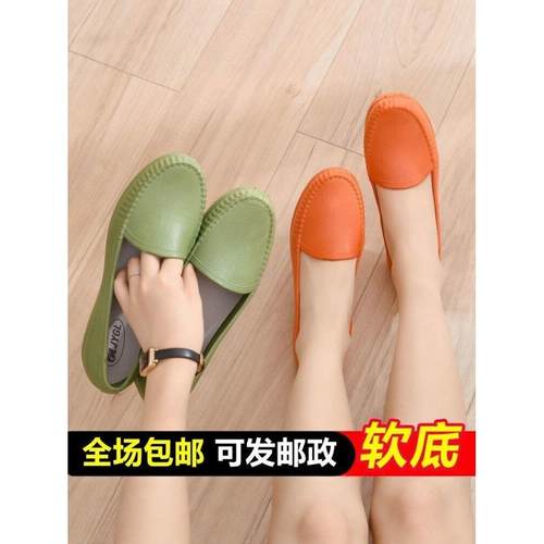 韩版软底雨鞋女浅口时尚防水雨靴防滑水鞋女护士鞋妈妈柔软豆豆鞋