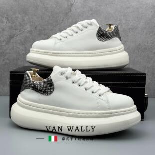 白色运动休闲男鞋 VAN 厚底增高男板鞋 男高级感秋季 WALLY小白鞋