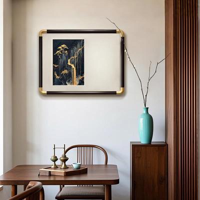 新中式瀑布松影装饰画现代简约客厅茶室挂画东方意境国风玄关画