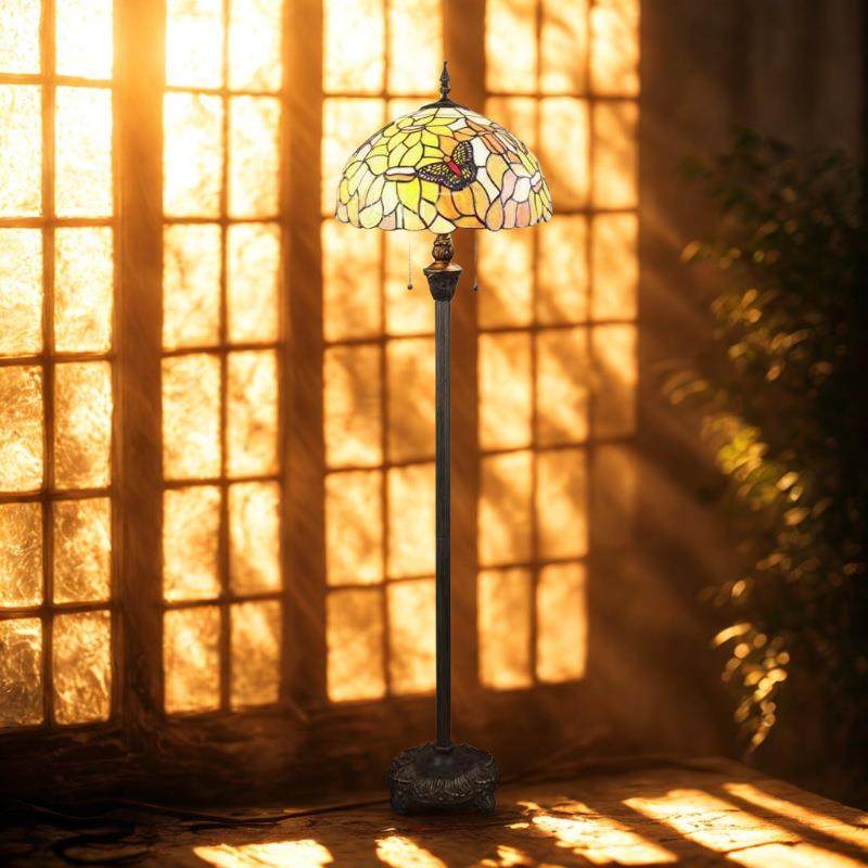 蒂凡尼美式暖黄乡村酒吧咖啡餐厅卧室婚房蝴蝶向日葵花别墅落地灯