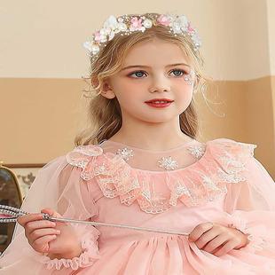 超仙花环头饰带飘带发箍头花发饰森系儿童花童公主女孩生日配饰品