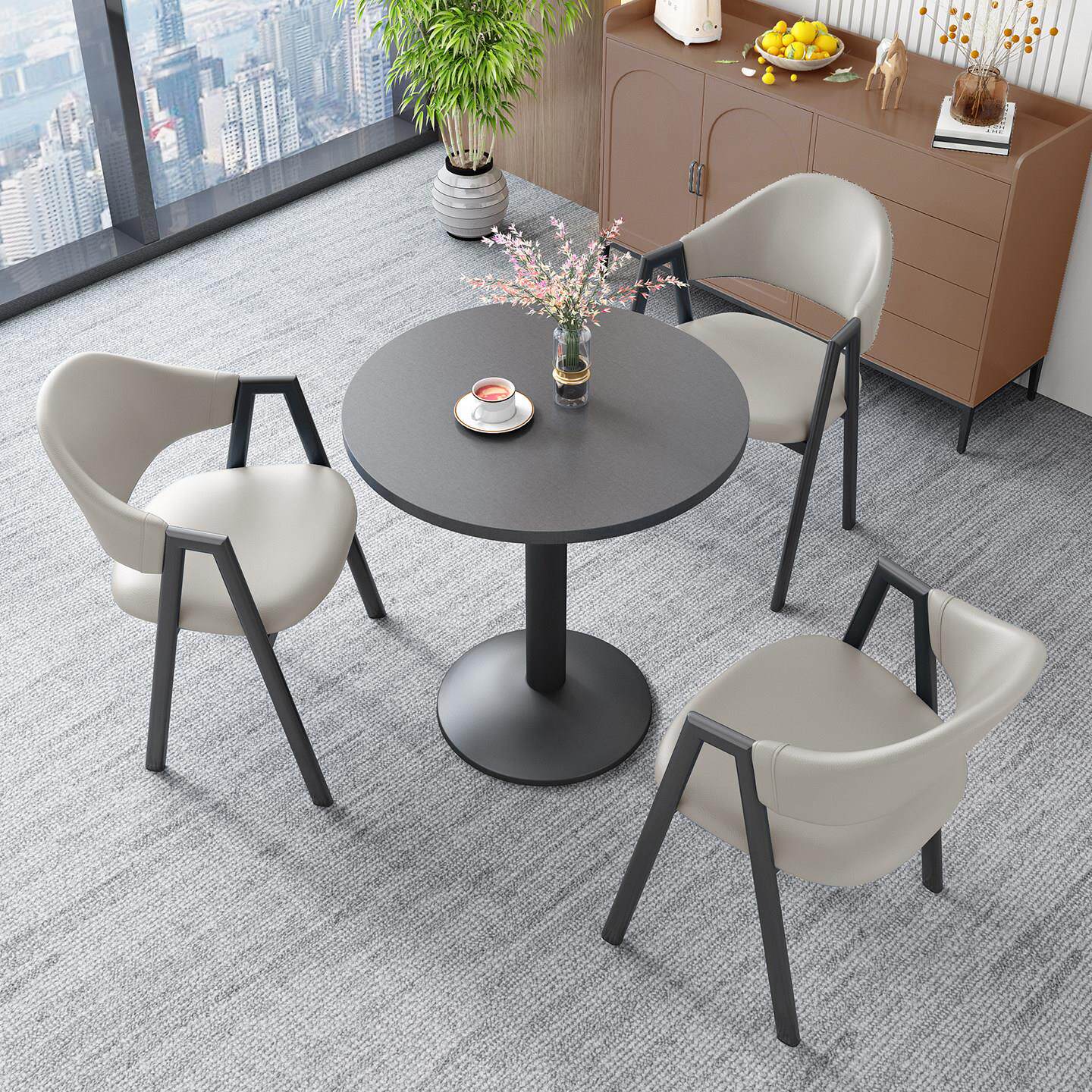 北欧简约洽谈桌组合办公室店铺面售楼会客桌休息区接待阳台小圆桌