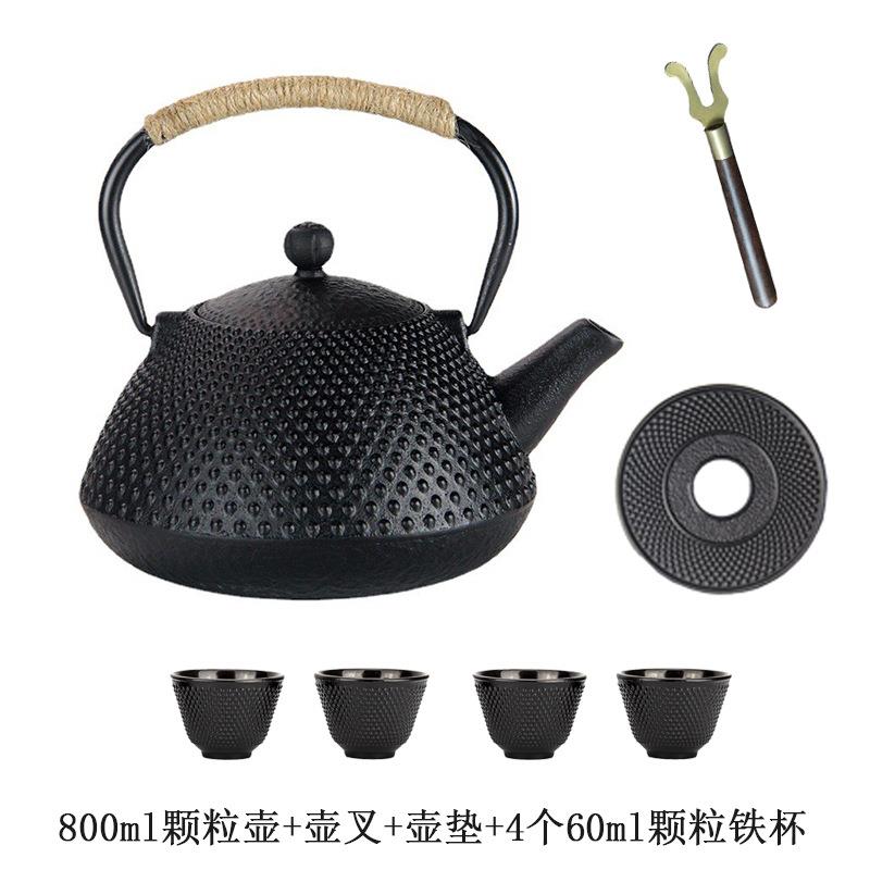 日式风7壶80m铸l颗粒A-780ml煮水泡茶工铁家用养生茶壶水壶铁茶手