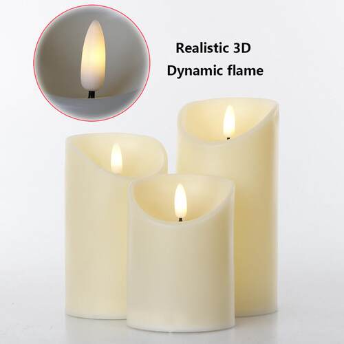 3Pcs/Set Remote Control LED Flameless Candles Battery Realis