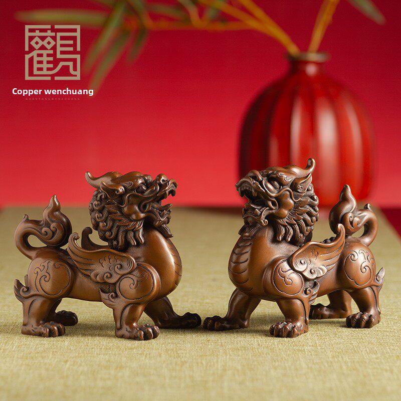 采购产品男女皮绣铜器，吉祥兽一对，家装，乔迁礼品，客厅、门厅