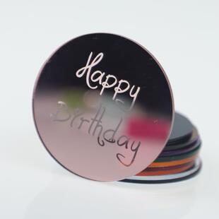 HappyBirthday亚克力纸杯蛋糕装 饰 饰激光雕刻圆形生日派对礼品装