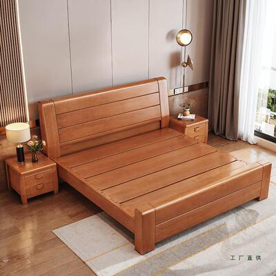 新式榫卯全实中木床1.8米双人主985卧室现代简约经压储物济型气大