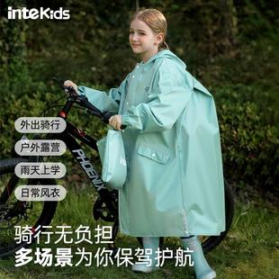 全身女孩小学生上学专用雨披 儿童雨衣男童中大童带书包位2025新款