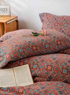 直播爆款母婴级套纯棉双层纱UOL四套件套双层版加密AB被床单件