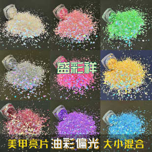 克装 工厂现货油彩金葱粉亮片美甲工艺哑光偏光大小混装 批发闪粉