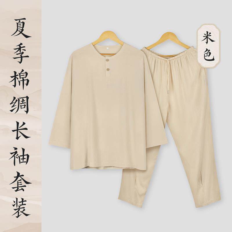 特价僧服短袖套装纯棉内衣睡衣男女出家僧人和尚T恤短褂夏季棉绸