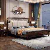 储新中8式 轻奢物大端床现代高 乌金木实木床主卧室双人床1.米A30