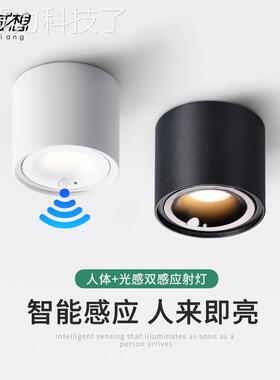 人体感应明射灯入装户门厅过道廊F802（V灯控一体楼道车库灯走感