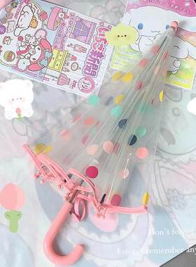 新款直销儿童韩系波点雨伞女童宝宝可爱透明玩水拱形拍照百搭轻便
