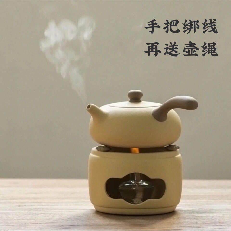 黄泥侧把煮茶壶酒精炉套装日式烧水壶粗陶煮水壶小功夫户外茶具￥