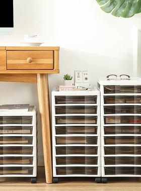 文件柜桌收纳柜抽屉式下可移动带轮储物柜夹缝美甲4料资LPX办公柜