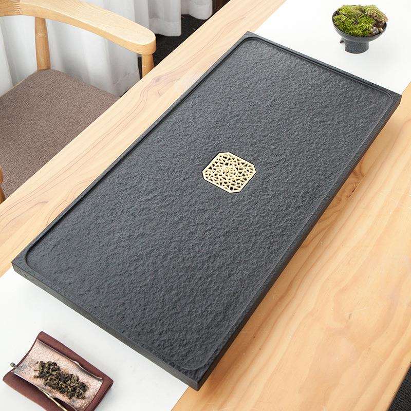 乌金石茶盘干泡茶具小茶海办公现代客厅茶桌镶嵌天然原石手工茶台