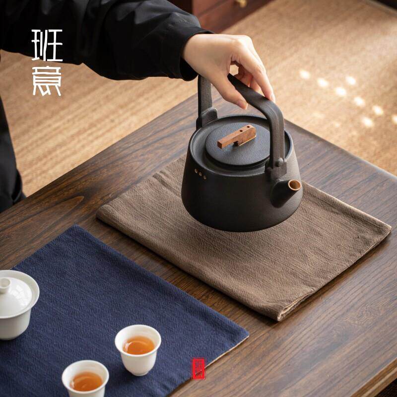 棉麻小茶席桌旗 手工制作复古吸水茶垫壶垫复古禅意茶垫茶道配件