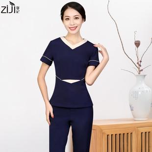 高档美容院工拼作服秋冬接粉容美院美容师工作服套色装SPA美体技