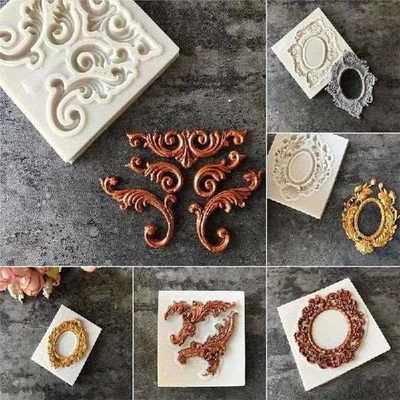 1Pcs Gray Fondant Mold Frame Retro Frame Embossed Frame